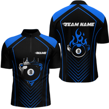 Load image into Gallery viewer, Customized Blue 8 Ball Pool Crown Men&#39;s Billiard Shirts, Billiard Team Shirts Polo &amp; 1/4 Zip Shirts NNT37