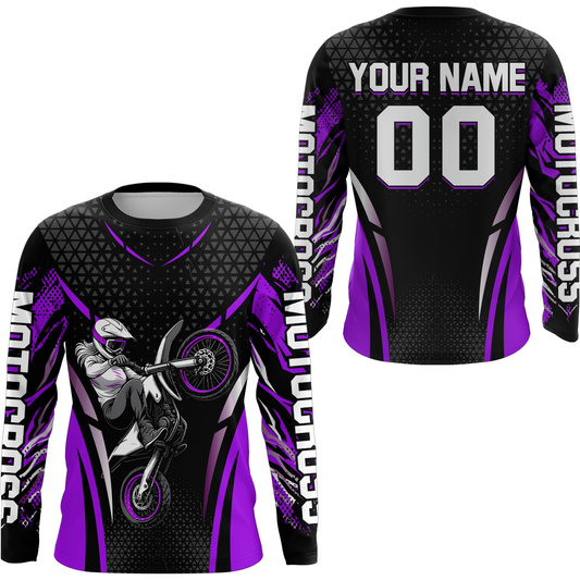 Custom Purple Racing Jersey UPF30+ Youth MX Racing Dirt Bike Off-Road Shirt Biker Girl Women DNT68