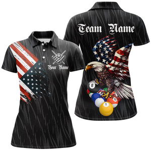 Personalized Billiard Shirt American Flag Eagle Billiard Jersey for Women Polo & 1/4 Zip Shirt Team NNT01