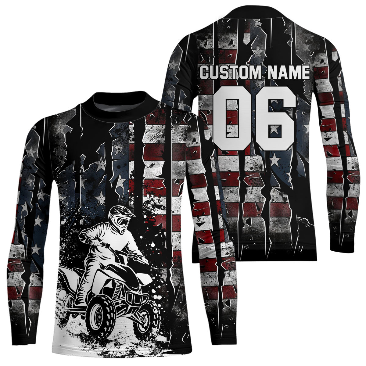Custom US Flag ATV Motocross Racing Jersey Kid Adult Quad Bike Jersey Off-Road Shirt UPF30+ ATV Shirt DNT13