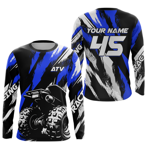Custom Blue ATV Motocross Jersey Racing Shirts UPF30+ Off-Road Jersey Kid Men Women DNT11