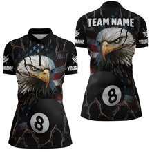 Load image into Gallery viewer, Custom Name Eagle Billiard Shirt American Flag Billiard Jersey for Women Polo &amp; 1/4 Zip Shirt Team NNT02