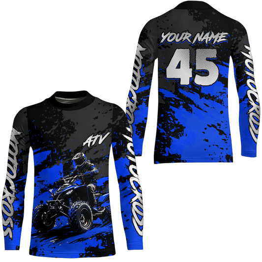 Custom Blue ATV Motocross Jersey Racing Shirts Off-Road Jersey Kid Men Women UPF30+ DNT23