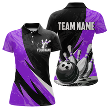 Load image into Gallery viewer, Custom Purple Bowling Custom Women Bowling Shirt Polo &amp; Quarter-Zip Bowling Team Jerseys HNT75