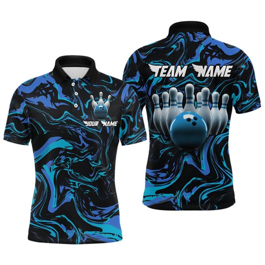 Teal Bowling Custom Men Bowling Shirt Polo & Quarter-Zip Bowling Team Jerseys HNT48
