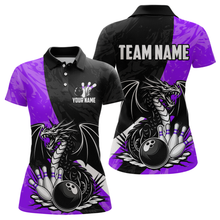 Load image into Gallery viewer, Custom Purple Dragon Bowling Women Shirts Bowling Uniform Polo &amp; 1/4 Zip Bowling Team Jerseys HNT103