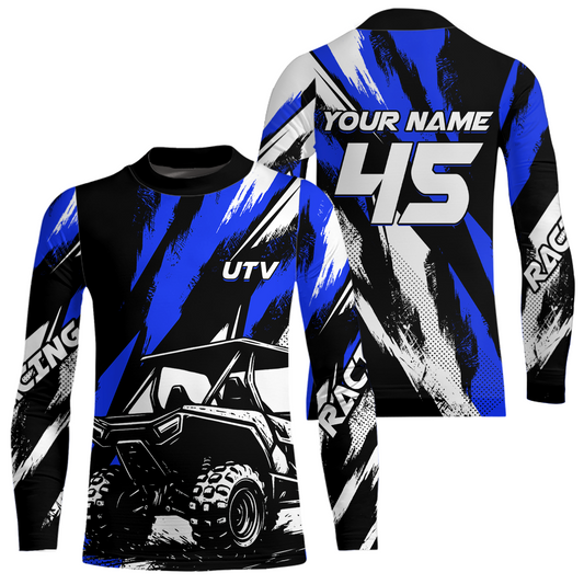 Blue UTV Motocross Shirt Kid Men Women UPF30+ Off-Road UTV Racing Jersey DNT28