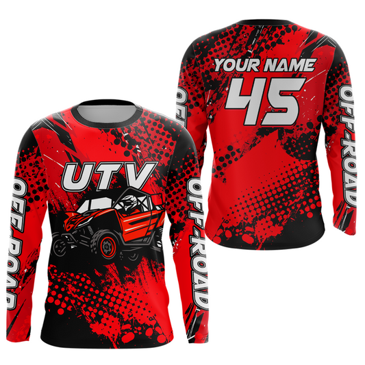 Red UTV Motocross Shirt Kid Men Women UPF30+ Custom Off-Road UTV Racing Jersey DNT30