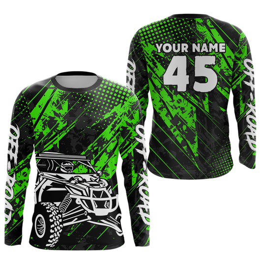 Custom Green UTV Off-Road Shirts UTV Motocross Racing Shirt Kid Men Women UPF30+ DNT26
