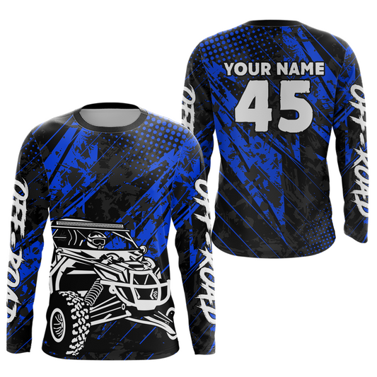 Custom Blue UTV Off-Road Shirts UTV Motocross Racing Shirt Kid Men Women UPF30+ DNT26