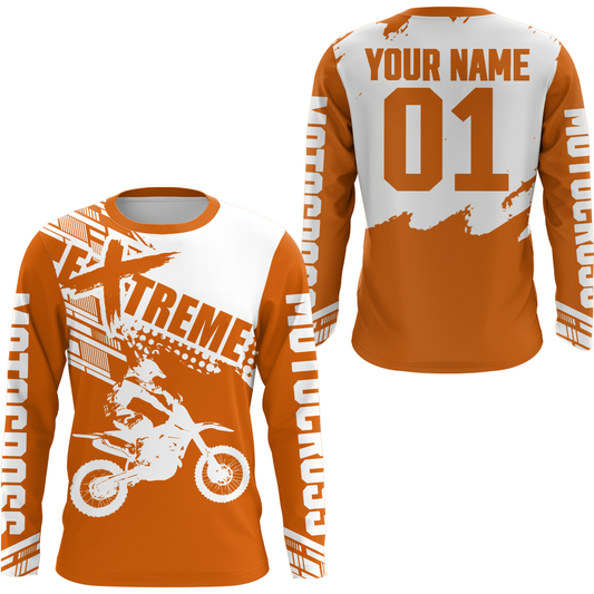 Orange Youth Racing Dirt Bike Shirt for Men Women Motocross Jersey UPF30+ Extreme Off-Road DNT74