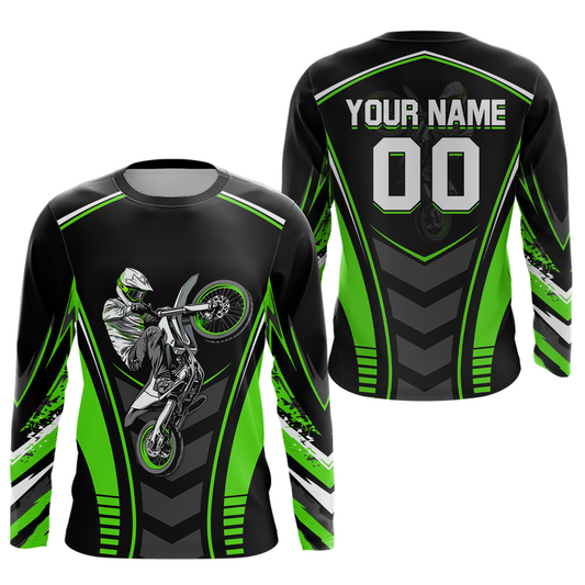 Green Youth Dirt Bike Jersey MX Off-Road Motocross Shirt Racing Shirt Kid Men Women DNT55