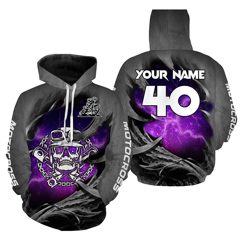 Adult&Kid Purple Skull Custom Dirt Bike Jersey Motocross Jersey Upf30+ Motocross Shirt| CTP86
