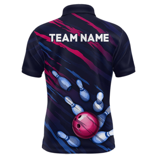 Custom Bowling Jersey Men And Women Custom Bowling Shirts Unisex Navy Polo Bowling Team Shirt CP04