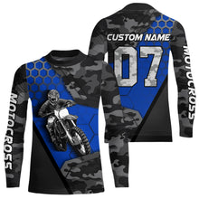 Load image into Gallery viewer, Blue Motocross Jersey Upf30+ Custom Dirt Bike Jersey Mens Women Off-Road Jersey Adult&amp;Kid| CTP45