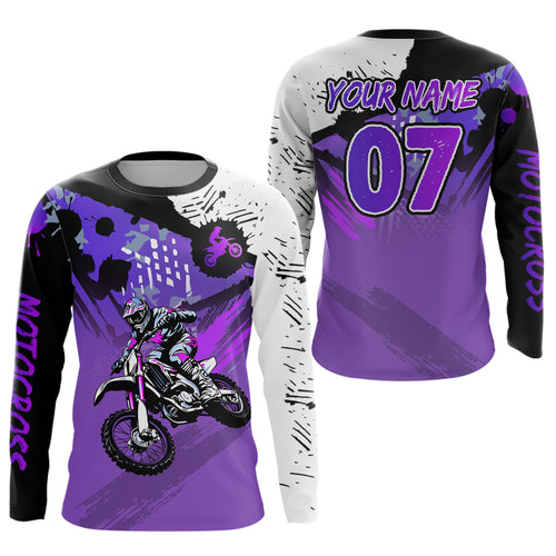 Custom Motocross Jersey Purple Dirt Bike Clothes Upf30+ Mens Women Motorcycle Jersey| CTP14