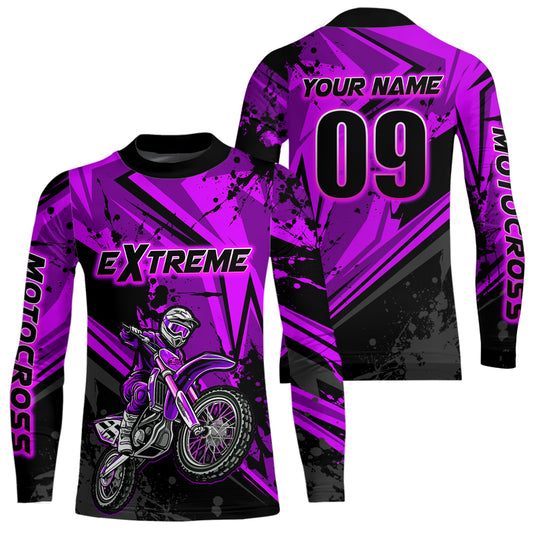 Custom Dirt Bike Jersey Purple Motocross Jersey Upf30+ Mens Women Extreme Racing Shirt| CTP29