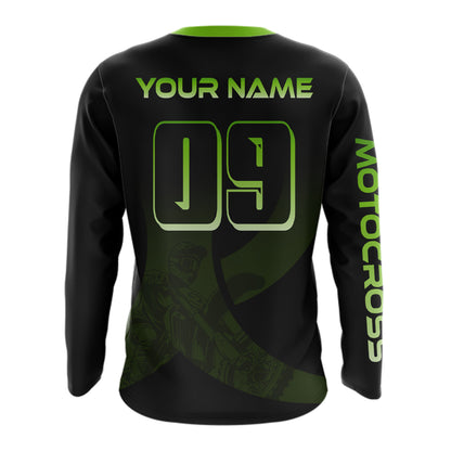 Custom Green Dirt Bike Jersey Motocross Jersey Upf30+ Mens Women Off-Road Shirt| CTP85