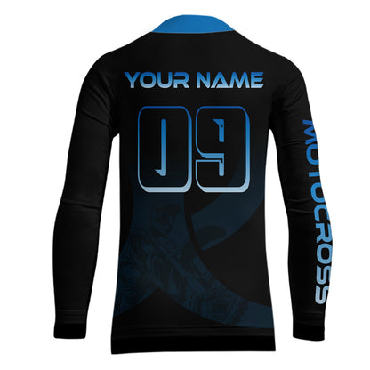 Custom Blue Dirt Bike Jersey Motocross Jersey Upf30+ Mens Women Off-Road Shirt| CTP85