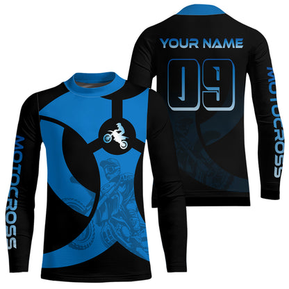 Custom Blue Dirt Bike Jersey Motocross Jersey Upf30+ Mens Women Off-Road Shirt| CTP85