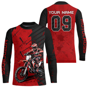 Custom Dirt Bike Jersey Red Motocross Jersey Upf30+ Mens Women Motocross Shirt| CTP19