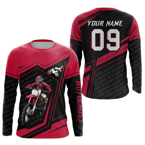 Custom Motocross Jersey Red Dirt Bike Clothes Upf30+ Mens Women Motorcycle Jersey| CTP58
