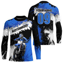 Load image into Gallery viewer, Adult&amp;Kid Blue Custom Motocross Jersey UPF30+ MX Racing Dirt Bike Racewear| CTP34