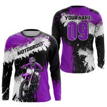 Load image into Gallery viewer, Adult&amp;Kid Purple Custom Motocross Jersey UPF30+ MX Racing Dirt Bike Racewear| CTP34