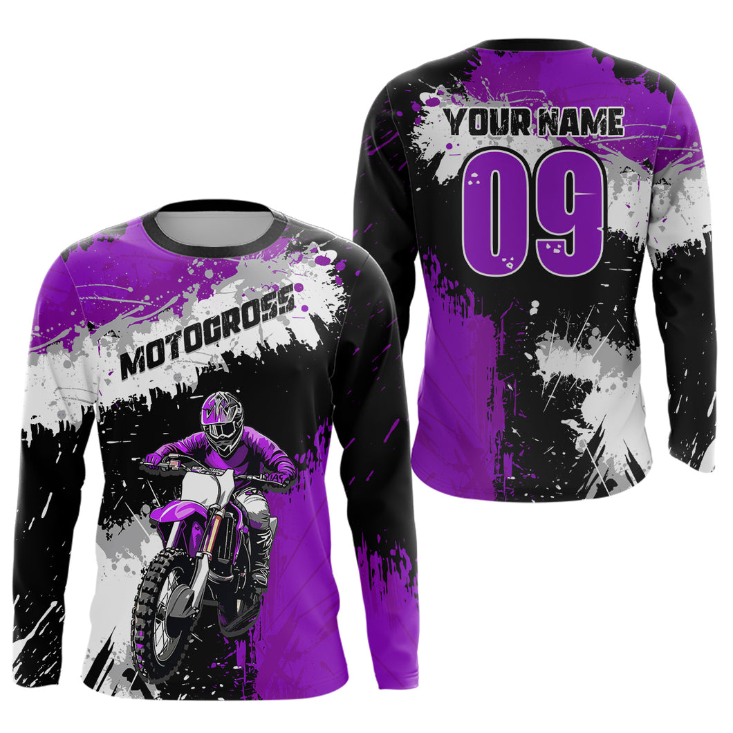 Adult&Kid Purple Custom Motocross Jersey UPF30+ MX Racing Dirt Bike Racewear| CTP34