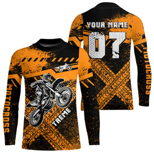 Adult&Kid Custom Orange Motocross Jersey for Men Women Upf30+ Extreme Dirt Bike Shirt| CTP75