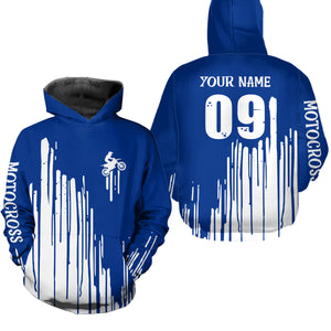 Adult&Kid blue custom dirt bike jersey Motocross jersey upf30+ mens women Motocross Shirt| CTP06