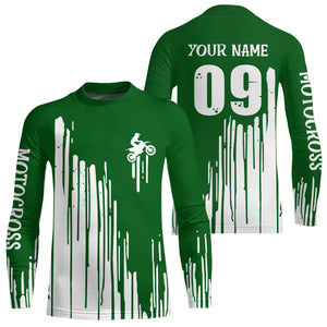 Adult&Kid green custom dirt bike jersey Motocross jersey upf30+ mens women Motocross Shirt| CTP06