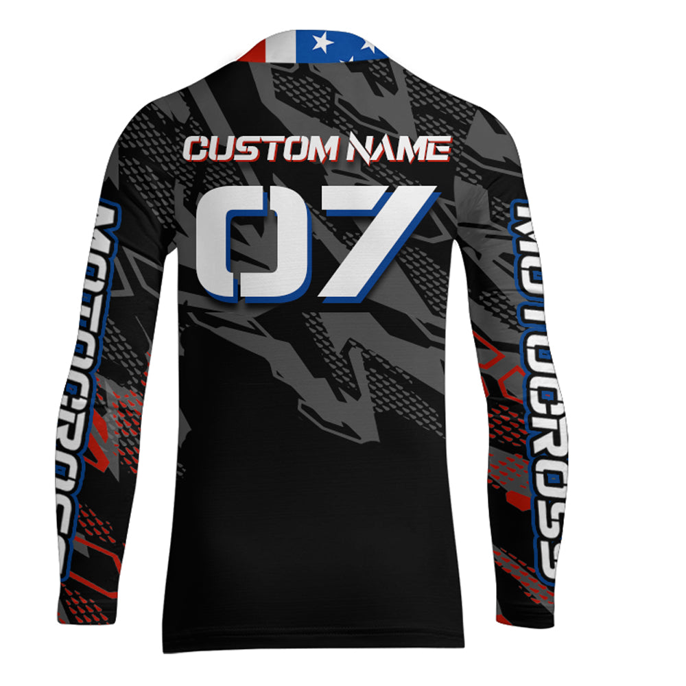 Adult&Kid American Flag Custom Dirt Bike Jersey Motocross Jersey Upf30+ Motocross Shirt| CTP95