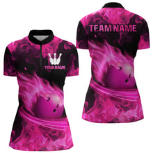 Load image into Gallery viewer, Custom Pink Flame Bowling Jersey For Men Bowling Shirt Team Bowling Quarter-Zip Shirt CP08