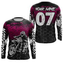 Load image into Gallery viewer, Pink Motocross Jersey Upf30+ Custom Dirt Bike Jersey Mens Women Off-Road Jersey Adult&amp;Kid| CTP04