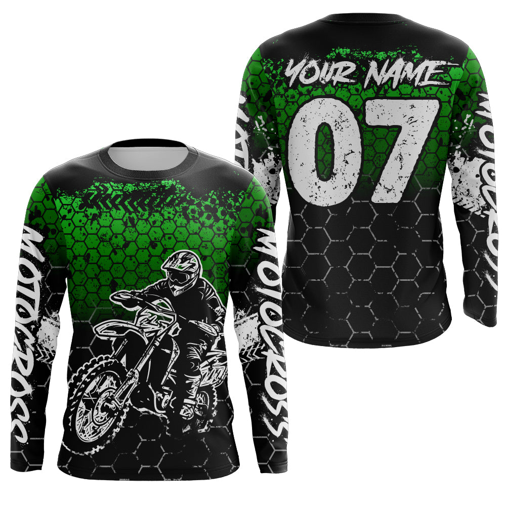 Green Motocross Jersey Upf30+ Custom Dirt Bike Jersey Mens Women Off-Road Jersey Adult&Kid| CTP04