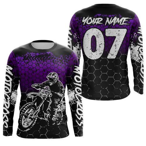Purple Motocross Jersey Upf30+ Custom Dirt Bike Jersey Mens Women Off-Road Jersey Adult&Kid| CTP04