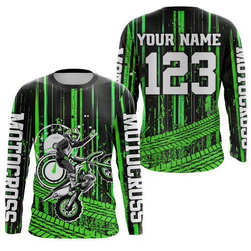Green Motocross Jersey Upf30+ Custom Dirt Bike Jersey Mens Women Off-Road Jersey Adult&Kid| CTP60