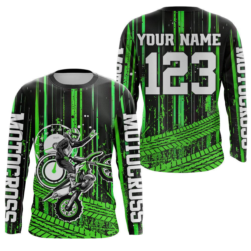 Green Motocross Jersey Upf30+ Custom Dirt Bike Jersey Mens Women Off-Road Jersey Adult&Kid| CTP60