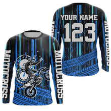 Load image into Gallery viewer, Blue Motocross Jersey Upf30+ Custom Dirt Bike Jersey Mens Women Off-Road Jersey Adult&amp;Kid| CTP60