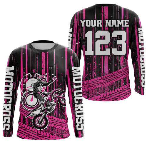 Pink Motocross Jersey Upf30+ Custom Dirt Bike Jersey Mens Women Off-Road Jersey Adult&Kid| CTP60