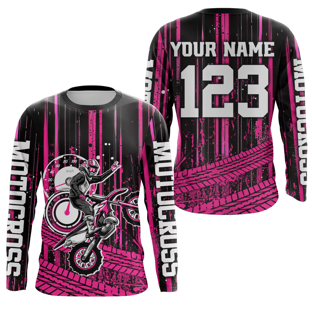 Pink Motocross Jersey Upf30+ Custom Dirt Bike Jersey Mens Women Off-Road Jersey Adult&Kid| CTP60