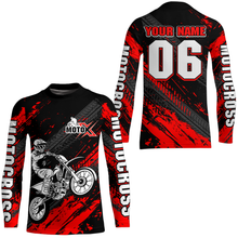 Load image into Gallery viewer, Red Motocross Jersey Upf30+ Custom Dirt Bike Jersey Mens Women Off-Road Jersey Adult&amp;Kid| CTP48
