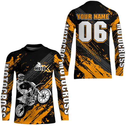 Orange Motocross Jersey Upf30+ Custom Dirt Bike Jersey Mens Women Off-Road Jersey Adult&Kid| CTP48