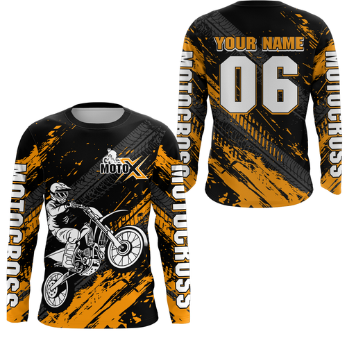 Orange Motocross Jersey Upf30+ Custom Dirt Bike Jersey Mens Women Off-Road Jersey Adult&Kid| CTP48