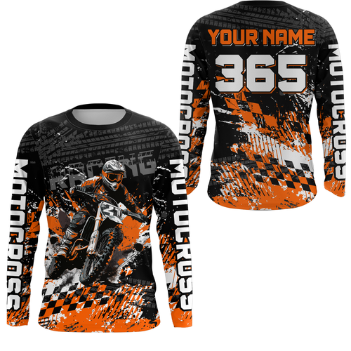 Orange Dirt Bike Jersey Motocross Jersey Upf30+ Custom Mens Women Off-Road Jersey| CTP44