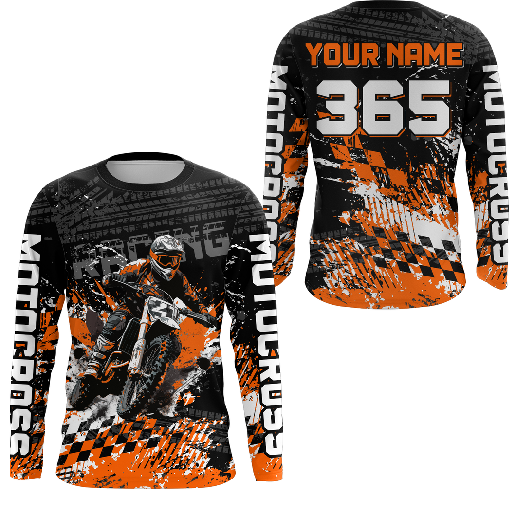 Orange Dirt Bike Jersey Motocross Jersey Upf30+ Custom Mens Women Off-Road Jersey| CTP44