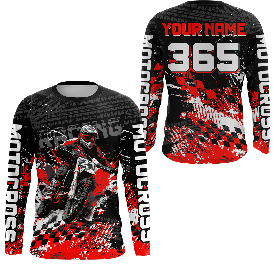 Red Dirt Bike Jersey Motocross Jersey Upf30+ Custom Mens Women Off-Road Jersey| CTP44