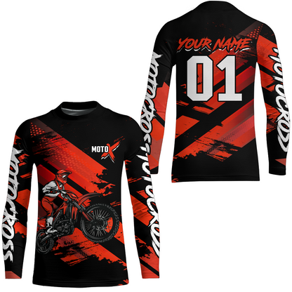 Adult&Kid Red Custom Dirt Bike Jersey Motocross Jersey Upf30+ Motocross Shirt| CTP79