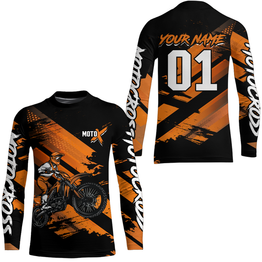 Adult&Kid Orange Custom Dirt Bike Jersey Motocross Jersey Upf30+ Motocross Shirt| CTP79